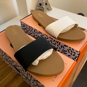 2 pairs of flats…white an black